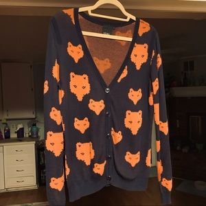 ModCloth blue and orange fox 🦊 cardigan